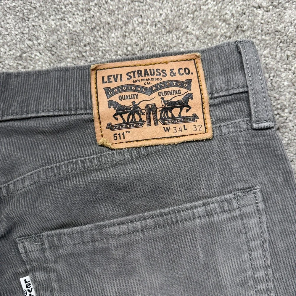 Levis 511 Slim Jeans Mens 34x32 Gray Corduroy Stretch Denim Casual Pants